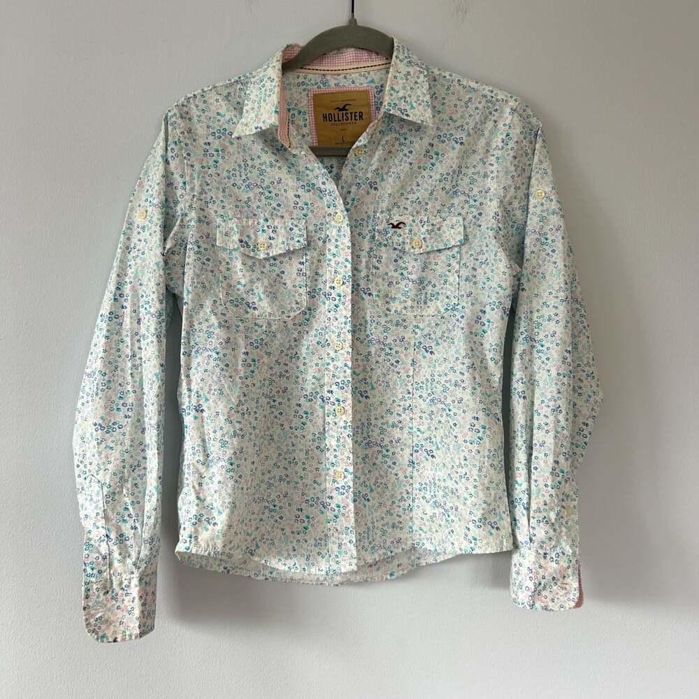 Hollister California Floral Print Long Sleeve Button-Up Shirt Size L